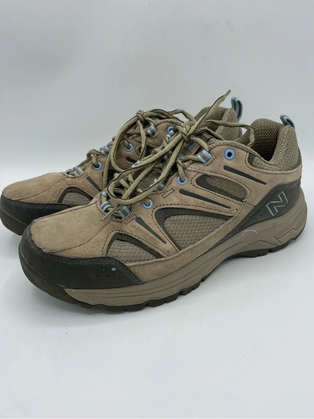 New Balance 759 Country Trail Walking Taupe Suede Athletic Sneakers Blue Trim